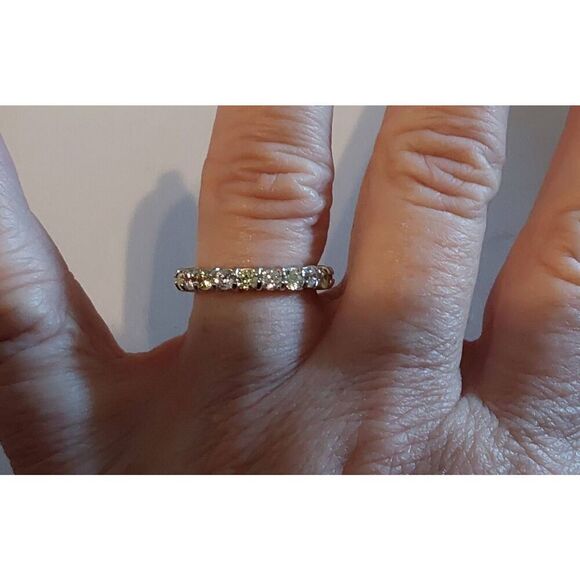 Sterling Silver/Platinum 3 Ct. Round Sim Diamond Eternity Band Ring Sz 8 - Picture 5 of 5